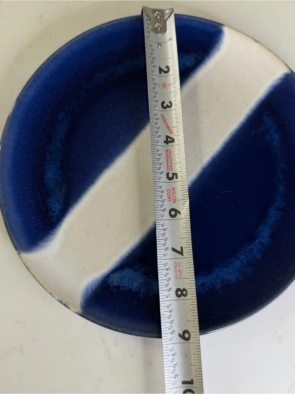 Crate and Barrel Handcrafted Blue and Cream Ceramic accent Plate